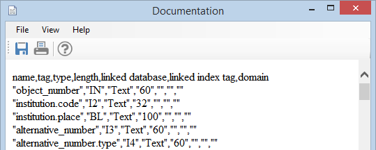 FieldListToCsvDocumentation